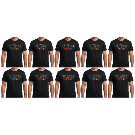 10x Adult Kangaroo/Koala/Wombat Australian Animals T-Shirt Bulk Pack - Black (100% Cotton Souvenir Gift Tee Top)