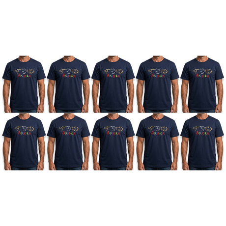 10x Adult Kangaroo/Koala/Wombat Australian Animals T-Shirt Bulk Pack - Navy Blue (100% Cotton Souvenir Gift Tee Top)