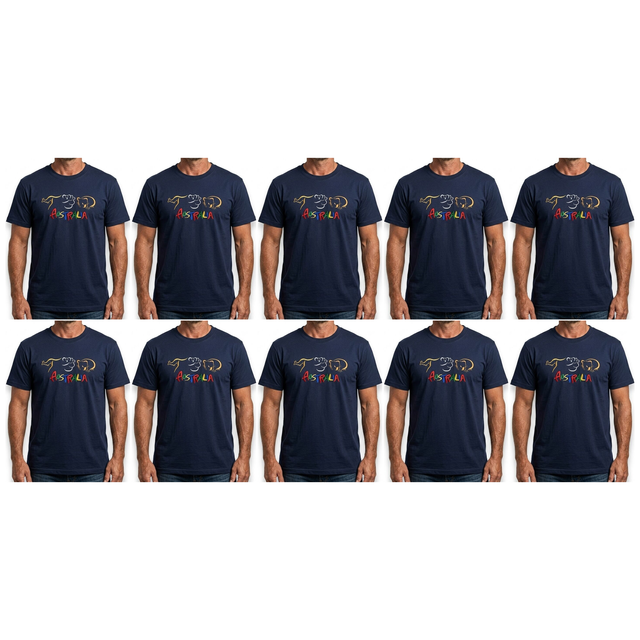 10x Adult Kangaroo/Koala/Wombat Australian Animals T-Shirt Bulk Pack - Navy Blue (100% Cotton Souvenir Gift Tee Top)