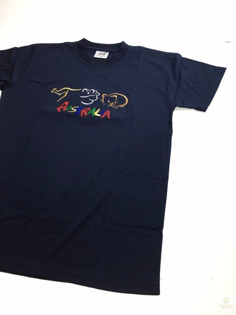 Adult Australian Souvenir Kangaroo Koala T Shirt - Navy Blue (100% Cotton Australia Day Tee Top)