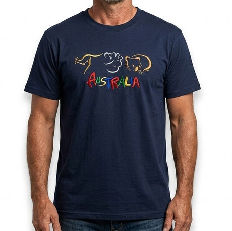 Adult Australian Souvenir Kangaroo Koala T Shirt - Navy Blue (100% Cotton Australia Day Tee Top)