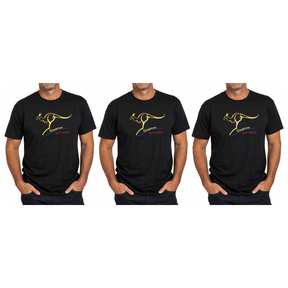 3x Adult Kangaroo Australia T-Shirt Pack - Black (100% Cotton Souvenir Gift Tee Top)