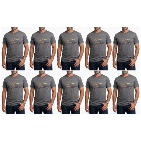 10x Adult Kangaroo Australia T-Shirt Bulk Pack - Grey Marle (100% Cotton Souvenir Gift Tee Top)