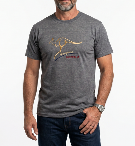 Adult Australian Souvenir Kangaroo T Shirt - Grey (100% Cotton Australia Day Tee Top)