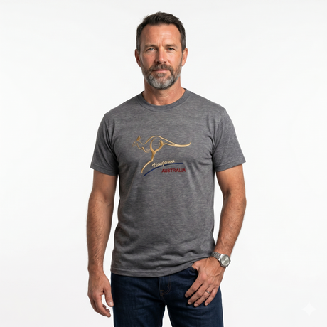 Adult Australian Souvenir Kangaroo T Shirt - Grey (100% Cotton Australia Day Tee Top)
