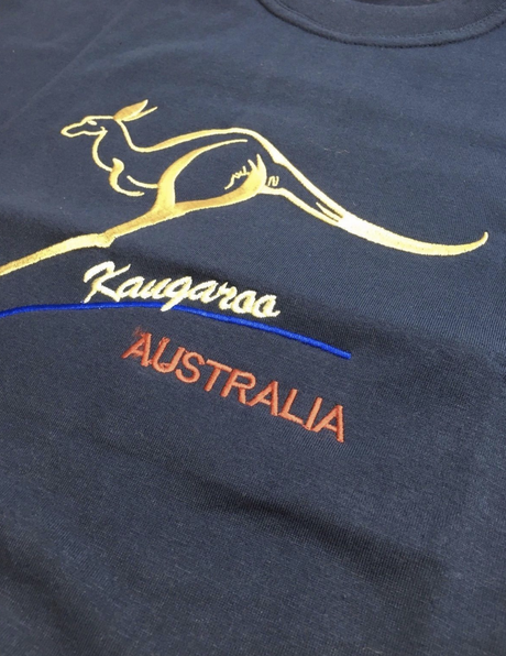 Adult Australian Souvenir Kangaroo T Shirt - Navy Blue (100% Cotton Australia Day Tee Top)