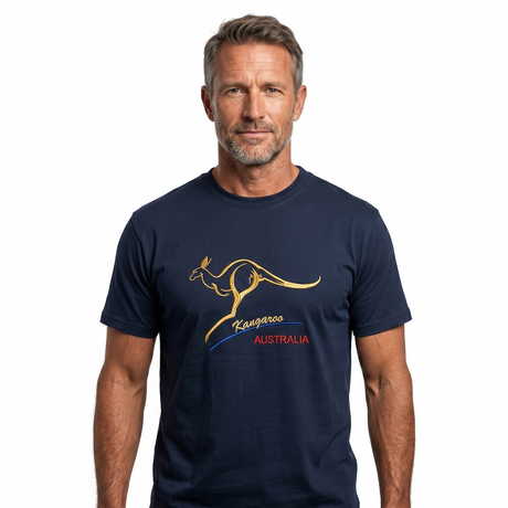 Adult Australian Souvenir Kangaroo T Shirt - Navy Blue (100% Cotton Australia Day Tee Top)