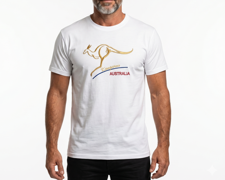 Adult Australian Souvenir Kangaroo T Shirt - White (100% Cotton Australia Day Tee Top)