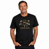 Adult Australia Map, Icons & Animals T-Shirt - Black (100% Cotton Souvenir Gift Tee Top)