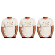 3x Adult Australia Map, Icons & Animals T-Shirt Pack - Cream (100% Cotton Souvenir Gift Tee Top)