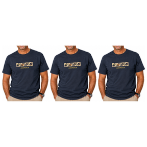 3x Adult Australia Wildlife T-Shirt Pack - Navy Blue (100% Cotton Souvenir Gift Top)