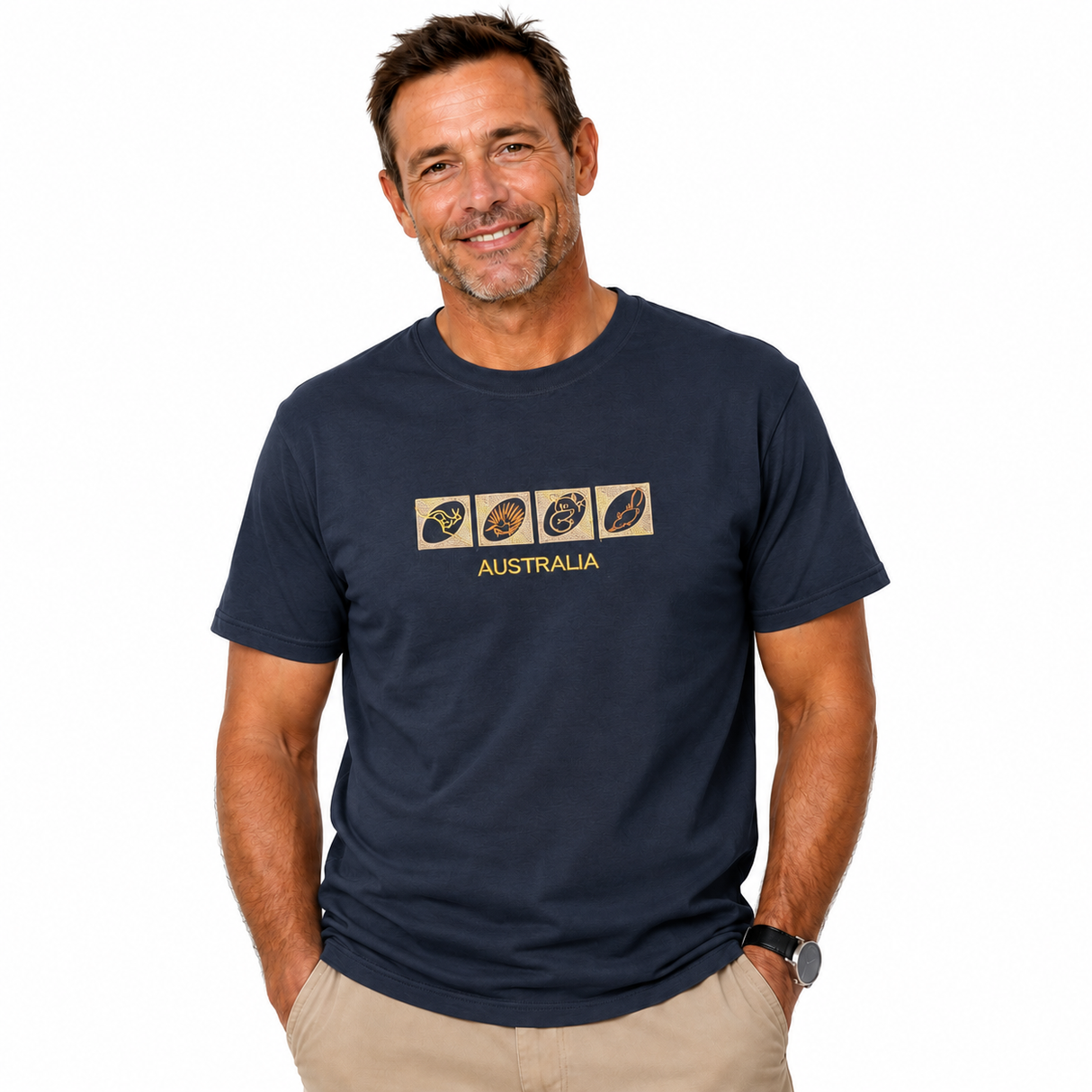 Adult Australia Wildlife T-Shirt - Navy Blue (100% Cotton Souvenir Gift Top)