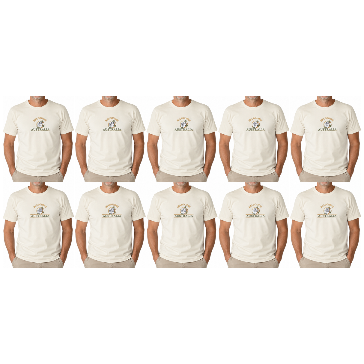 10x Adult Koala Melbourne Australia T-Shirt Bulk Pack - Cream (100% Cotton Souvenir Gift Tee Top)