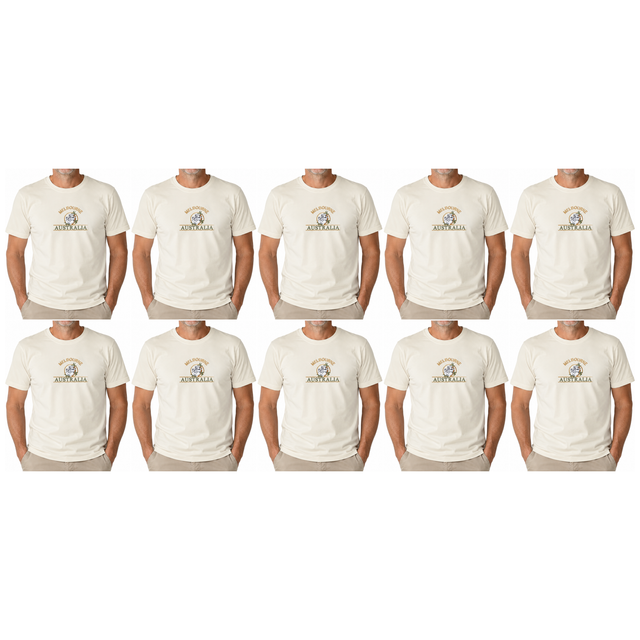 10x Adult Koala Melbourne Australia T-Shirt Bulk Pack - Cream (100% Cotton Souvenir Gift Tee Top)