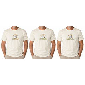 3x Adult Koala Melbourne Australia T-Shirt Pack - Cream (100% Cotton Souvenir Gift Tee Top)