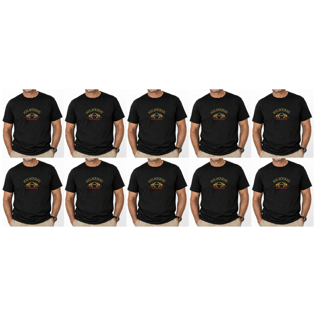 10x Adult Kangaroo Melbourne Australia T-Shirt Bulk Pack - Black (100% Cotton Souvenir Gift Tee Top)