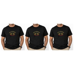 3x Adult Kangaroo Melbourne Australia T-Shirt Pack - Black (100% Cotton Souvenir Gift Tee Top)