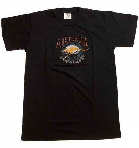 Adult Australia Kangaroo T Shirt Australia Day Souvenir Tee Top 100% Cotton - Black