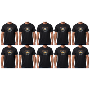 10x Adult Kangaroo Down Under Australia T-Shirt Bulk Pack - Black (100% Cotton Souvenir Gift Tee Top)