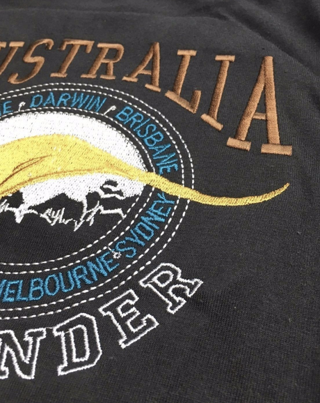 Adult Australia Souvenir Kangaroo T Shirt - Black (100% Cotton Australia Day Tee Top)