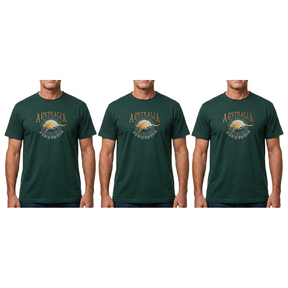 3x Adult Kangaroo Down Under Australia T-Shirt Pack - Bottle Green (100% Cotton Souvenir Gift Tee Top)