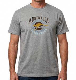 Adult Kangaroo Down Under Australia T-Shirt - Grey (100% Cotton Souvenir Gift Tee Top)