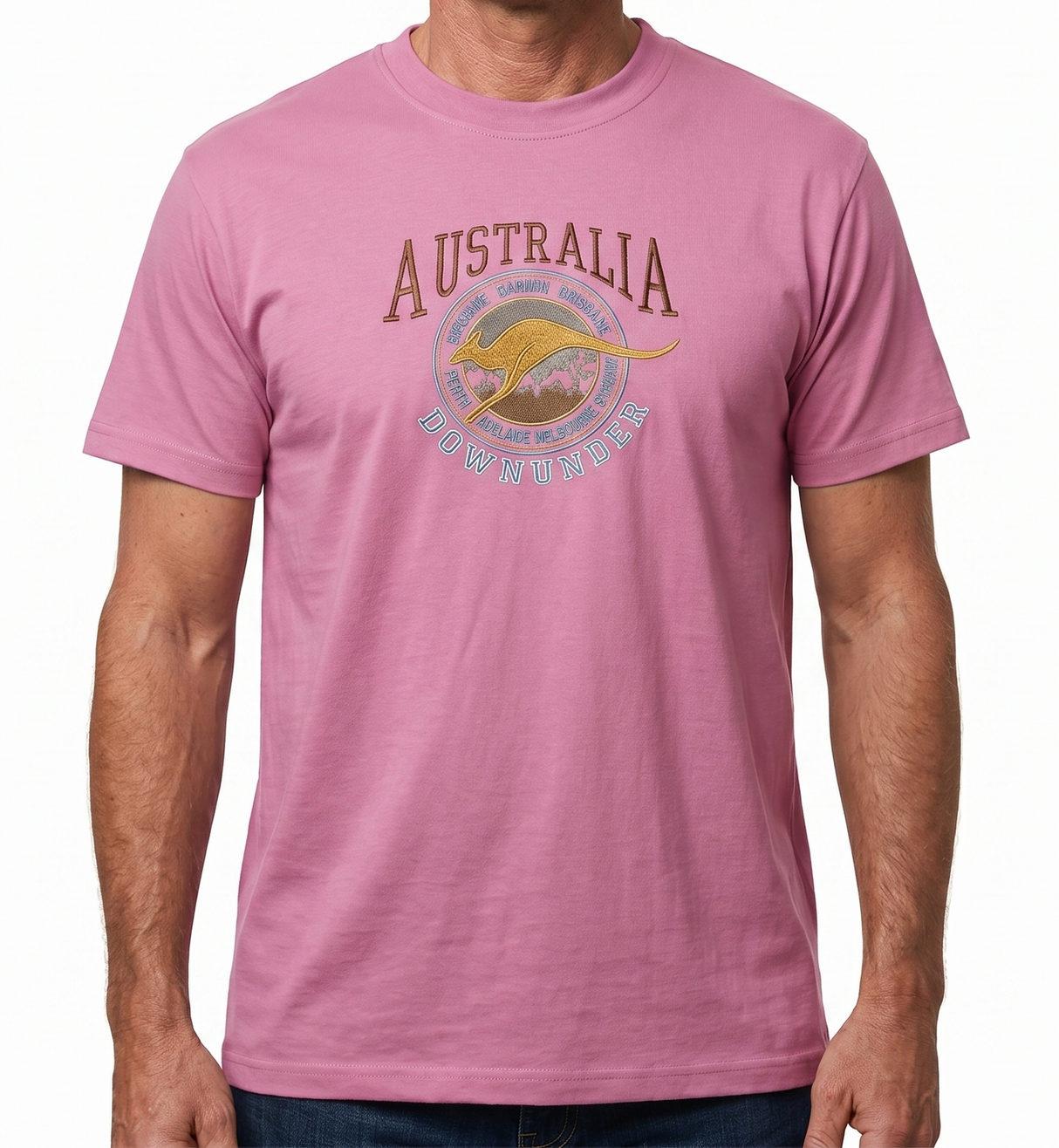 Adult Kangaroo Down Under Australia T-Shirt - Pink (100% Cotton Souvenir Gift Tee Top)