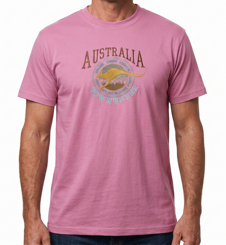 Adult Australia Souvenir Kangaroo T Shirt - Pink (100% Cotton Australia Day Tee Top)