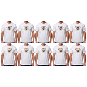 10x Adult Kangaroo Down Under Australia T-Shirt Bulk Pack - White (100% Cotton Souvenir Gift Tee Top)