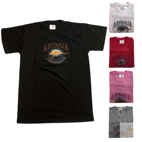 Adult Australia Kangaroo T Shirt Australia Day Souvenir Tee Top 100% Cotton - Beige