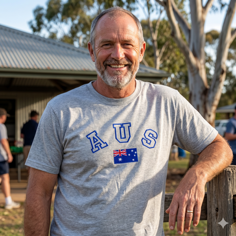 Adult Australian Souvenir T Shirt - Grey (Cotton Blend Tee Top)