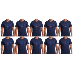 10x Adult Australian "AUS" Flag Souvenir T-Shirt Bulk Pack - Navy Blue (Cotton Blend Tee Top)