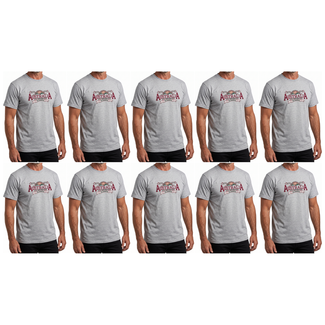 10x Adult Australian Wilderness Souvenir T Shirt Bulk Pack - Grey (100% Cotton Tee Top)