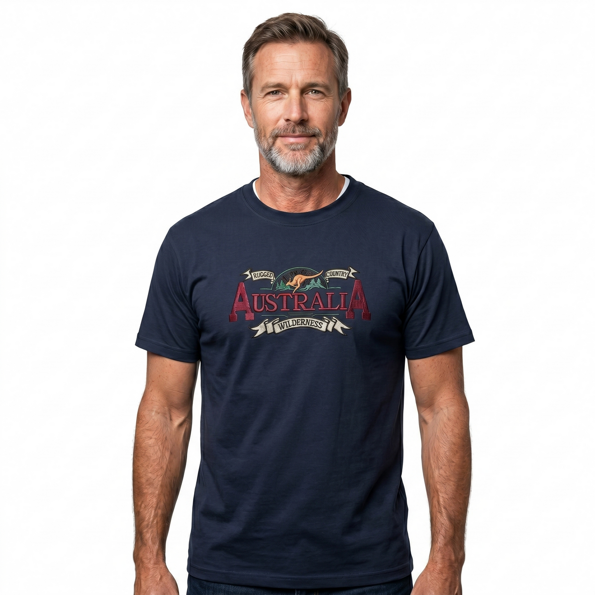 Adult Australian Wilderness Souvenir T Shirt - Navy Blue (100% Cotton Tee Top)