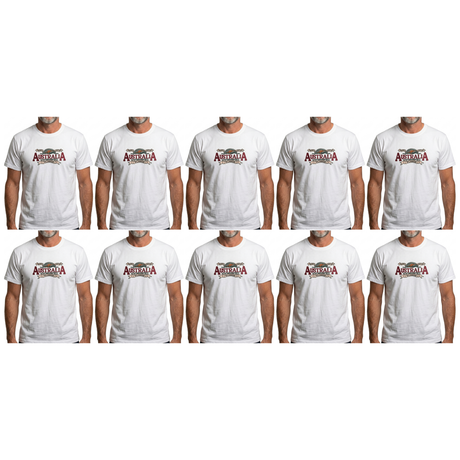 10x Adult Australian Wilderness Souvenir T Shirt Bulk Pack - White (100% Cotton Tee Top)