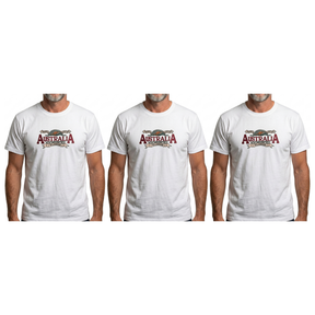 3x Adult Australian Wilderness Souvenir T Shirt Pack - White (100% Cotton Tee Top)