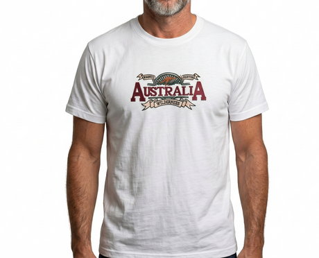 Adult Australian Wilderness Souvenir T Shirt - White (100% Cotton Tee Top)