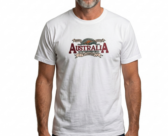 Adult Australian Wilderness Souvenir T Shirt - White (100% Cotton Tee Top)