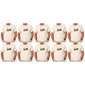 10x Adult Melbourne Victoria Australia T-Shirt Bulk Pack - Cream (100% Cotton Souvenir Gift Tee Top)