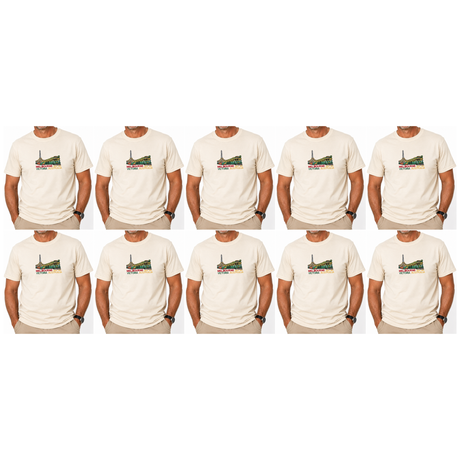 10x Adult Melbourne Victoria Australia T-Shirt Bulk Pack - Cream (100% Cotton Souvenir Gift Tee Top)