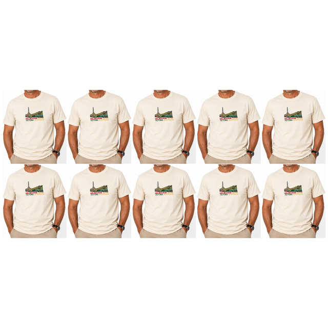 10x Adult Melbourne Victoria Australia T-Shirt Bulk Pack - Cream (100% Cotton Souvenir Gift Tee Top)