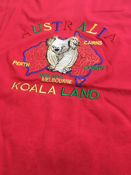 Adult Australian Souvenir Koala Land T Shirt - Red (100% Cotton Australia Day Tee Top)