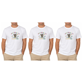 3x Adult Koala Land Australia Map T-Shirt Pack - White (100% Cotton Souvenir Gift Tee Top)