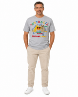 Adult Australia Kangaroo/Koala "Dream Land" T Shirt 100% Cotton Souvenir Tee Top in Grey