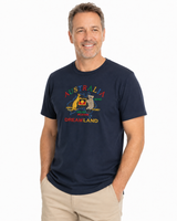 Adult Australia Kangaroo/Koala "Dream Land" T Shirt 100% Cotton Souvenir Tee Top in Navy