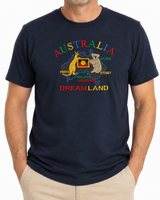 Adult Australia Kangaroo/Koala "Dream Land" T Shirt 100% Cotton Souvenir Tee Top in Navy