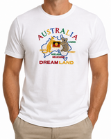 Adult Australia Kangaroo/Koala "Dream Land" T Shirt 100% Cotton Souvenir Tee Top in White