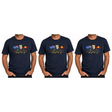 3x Adult Kangaroo, Koala & Australia Flags T-Shirt Pack - Navy Blue (100% Cotton Souvenir Gift Tee Top)