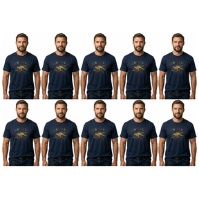 10x Adult Kangaroo Australia Map T-Shirt Bulk Pack - Navy Blue (100% Cotton Souvenir Gift Tee Top)