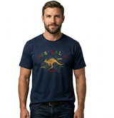 Adult Kangaroo Australia Map T-Shirt - Navy Blue (100% Cotton Souvenir Gift Tee Top)